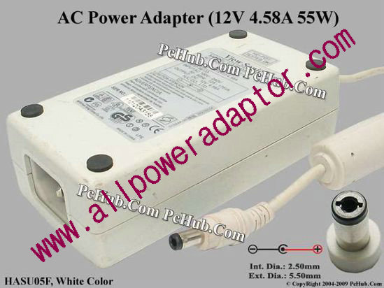 ViewSonic AC Adapter 5V-12V 12V 4.58A, 5.5/2.5mm, C14, White