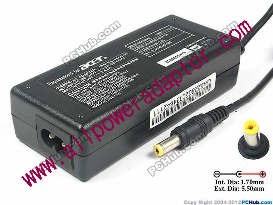 For Acer Laptop AC Adapter - Compatible 19V 3.42A, 5.5/1.7mm, 2-Prong, New
