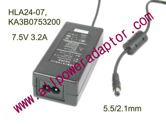 AOK Other Brand AC Adapter 5V-12V 7.5V 3.2A, Barrel 5.5/2.1mm, 2-Prong