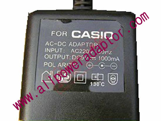 AOK For Casio AC Adapter 5V-12V 9V 1A, 5.5/2.1mm, US 2-Pin, Int. V-, New, 35