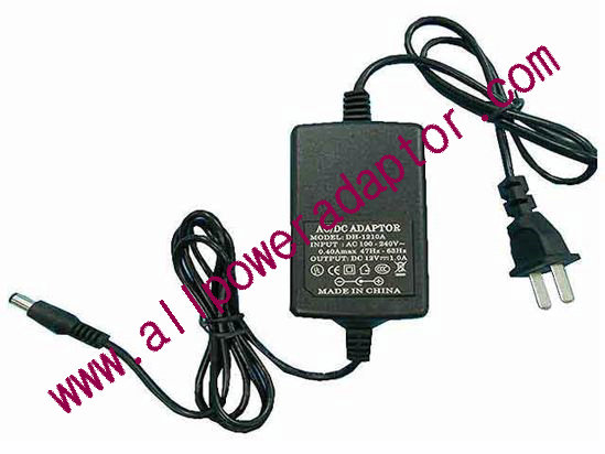 OEM Power AC Adapter - Compatible DH1210A, 12V 1A, 5.5/2.5mm, Wired US 2-Pin, New