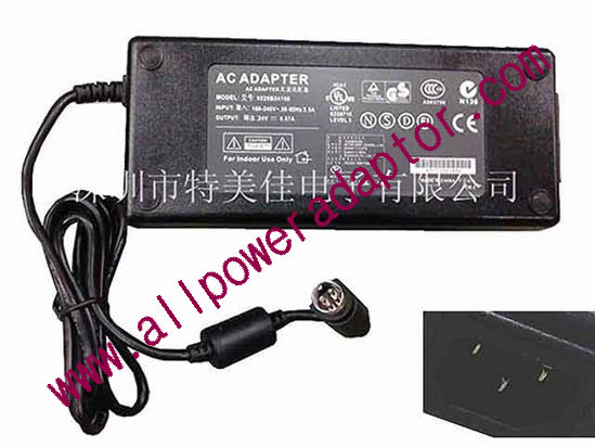 OEM Power AC Adapter - Compatible For 0226B24160, 24V 6.67A, 4-Pin P34=V, C14, New