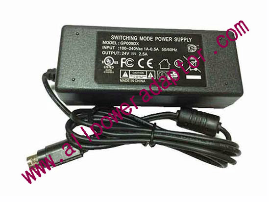 OEM Power AC Adapter - Compatible GP009DX, 24V 2.5A 3-Pin Din, C14, New