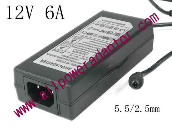 OEM Power AC Adapter - Compatible HR-9131206, 12V 6A, 5.5/2.5mm, C14, New