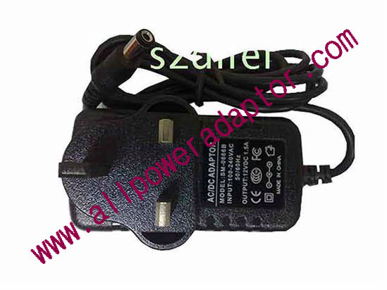 OEM Power AC Adapter - Compatible SM-0666B, 12V 1.5A, 5.5/2.1mm, UK 3-Pin, New - Click Image to Close
