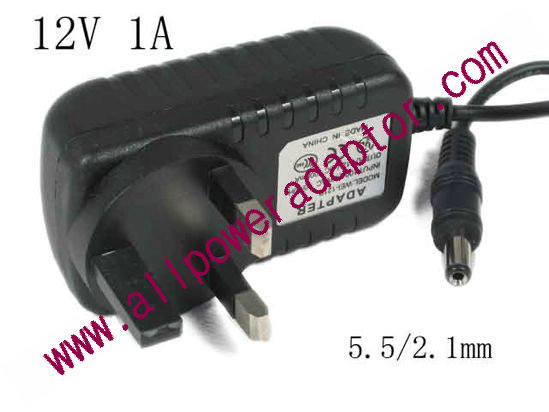 OEM Power AC Adapter - Compatible WEI-121B, 12V 1A, 5.5/2.1mm, UK 3-Pin Plug, New - Click Image to Close