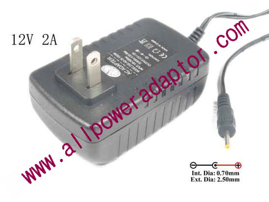 OEM Power AC Adapter - Compatible DSE24-C122000B1, 12V 2A 2.5/0.7mm, US 2-Pin, New