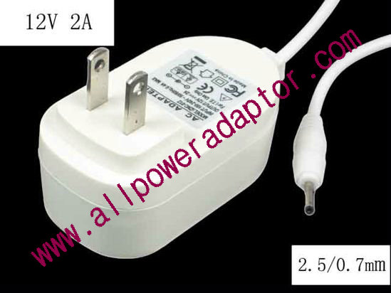 OEM Power AC Adapter - Compatible ZNC-012, 12V 2A 2.5/0.7mm, US 2-Pin, New
