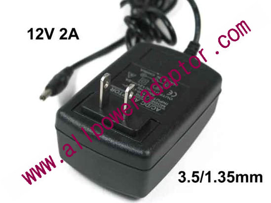 OEM Power AC Adapter - Compatible T12200MAX, 12V 2A 3.5/1.35mm, US 2-Pin, New