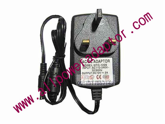 OEM Power AC Adapter - Compatible htc-1220, 12V 2A, UK 3-Pin, New