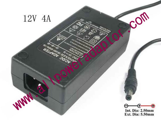 OEM Power AC Adapter - Compatible ODL-1250, 12V 4A 5.5/2.5mm, C14, New