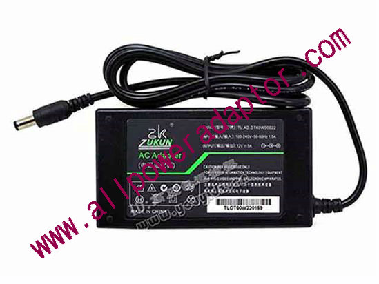 OEM Power AC Adapter - Compatible TL.AD.DT60W00022, 12V 5A 5.5/2.5mm, 3-Prong, New - Click Image to Close