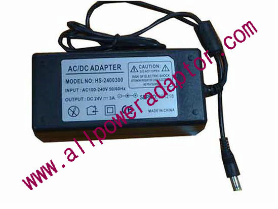 OEM Power AC Adapter - Compatible HS-2400300, 24V 3A 5.5/2.5mm, New