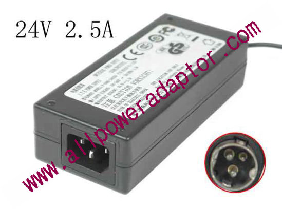 OEM Power AC Adapter - Compatible P-048B-240250, 24V 2.5A, 3-Pin Din
