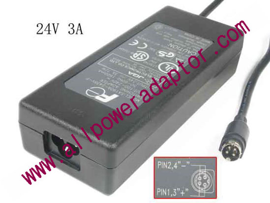 AOK OEM Power AC Adapter - Compatible 24V 3A, 4-Pin, P12=, 3-Prong, New