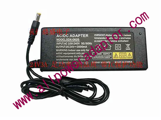 OEM Power AC Adapter - Compatible SDK-0609, 24V 3A 5.5/2.5mm, New