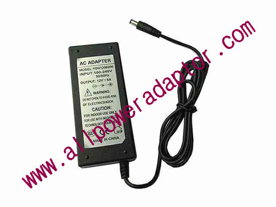 OEM Power AC Adapter - Compatible YDH1206000, 12V 6A 5.5/2.1mm, New