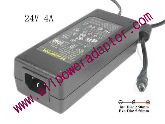 OEM Power AC Adapter - Compatible YU2404, 24V 4A 5.5/2.5mm, C14, New