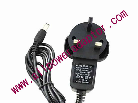OEM Power AC Adapter - Compatible HC-716Q, 5V 1A 5.5/2.1mm, UK 3-Pin, New