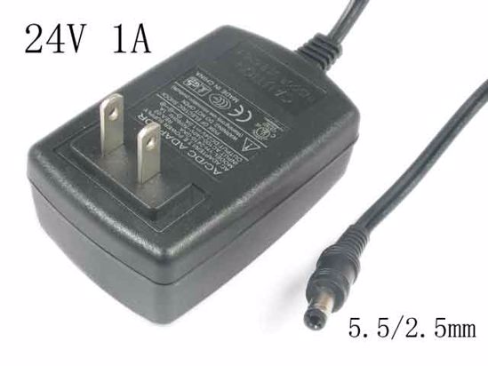 OEM Power AC Adapter - Compatible YH-2410-GKA, 24V 1A 5.5/2.5mm, US 2-Pin, New