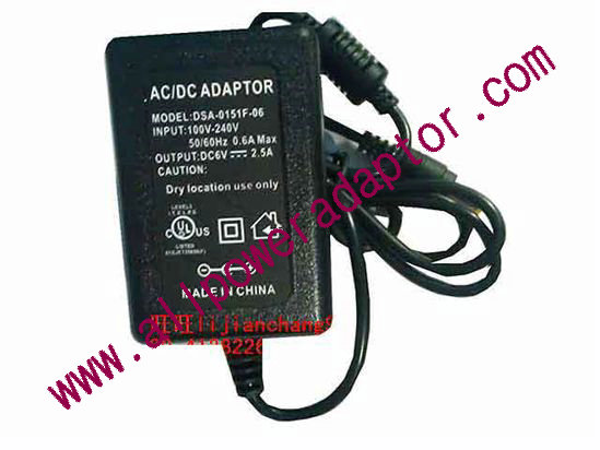 OEM Power AC Adapter - Compatible DSA-0151F-06, 6V 2.5A 5.5/2.5mm, New