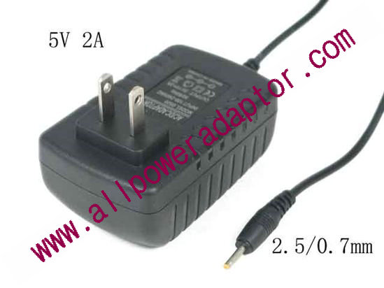 OEM Power AC Adapter - Compatible HR-1219, 5V 2A 2.5/0.7mm, US 2-Pin, New