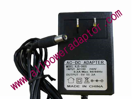 OEM Power AC Adapter - Compatible KJS-0605, 5V 3A 5.5/2.1mm, US 2-Pin, New