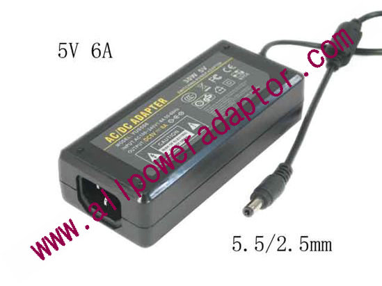 OEM Power AC Adapter - Compatible YU-0506, 5V 6A 5.5/2.5mm, C14, New