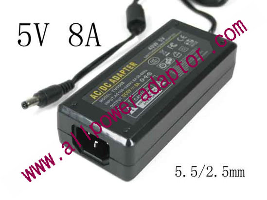 OEM Power AC Adapter - Compatible YU-0508, 5V 8A 5.5/2.5mm, Nrew