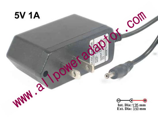 OEM Power AC Adapter - Compatible WZ-868, 5V 1A, 3.5/1.35mm, US 2-Pin Plug, New