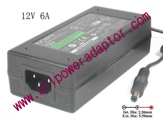 AOK OEM Power AC Adapter - Compatible 12V 6A, Barrel 5.5/2.5mm, IEC C14