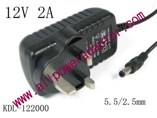 OEM Power AC Adapter - Compatible KDL-122000, 12V 2A, Barrel 5.5/2.5mm, UK 3-Pin Plu