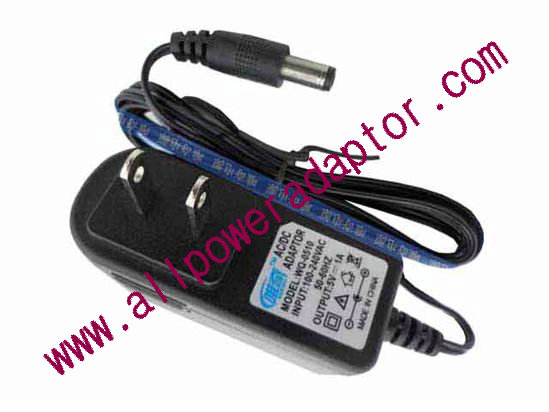 WEEQU WQ-0510 AC Adapter 5V-12V 5V 1A, 5.5/2.5mm, US 2P Plug, New