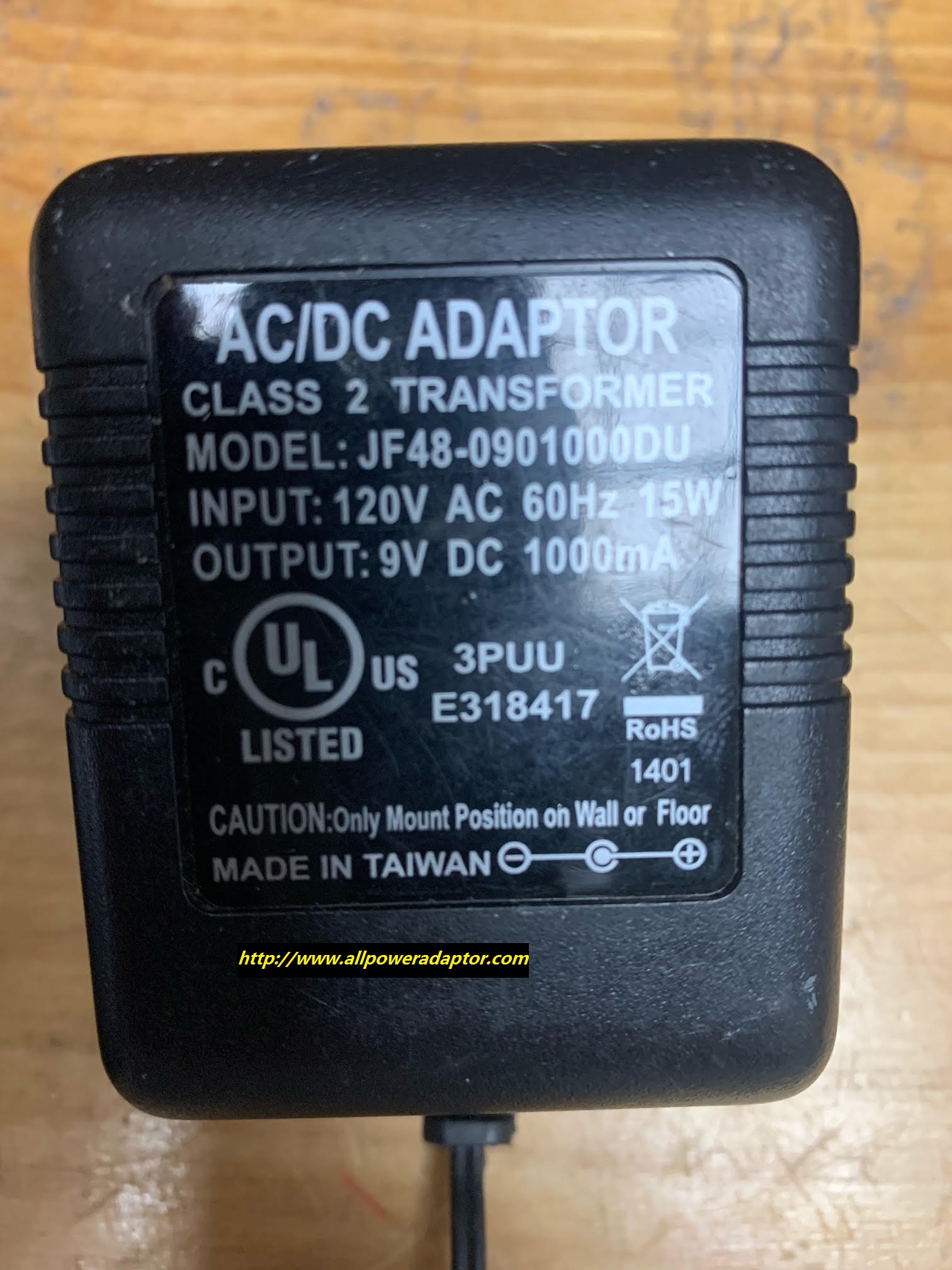 New JF-48-0901000DU 9V DC 1000mA 5.5 X 2.5mm AC DC ADAPTER - Click Image to Close