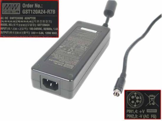 *Brand NEW*20V & Above AC Adapter Mean Well GST120A24 OWER Supply