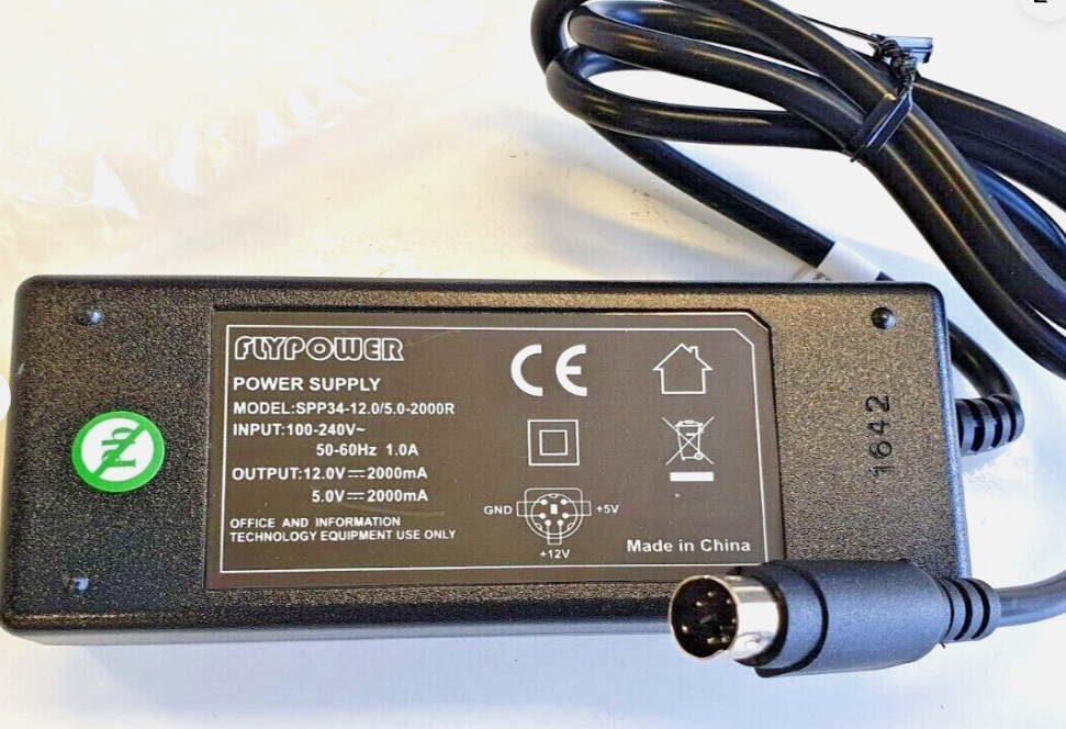 *Brand NEW*Flypower SPP34-12.0/5.0-2000 12V 5V 2A AC ADAPTER 6 Pin External Hard Power Supply Drives