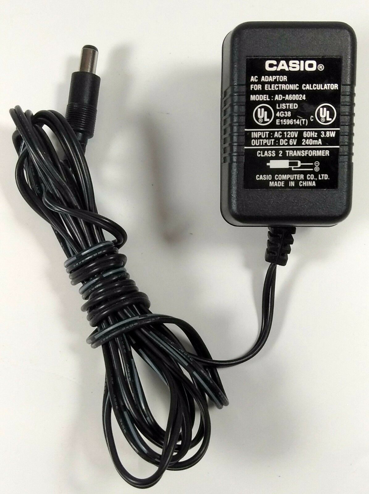 NEW 6V 240mA CASIO AD-A60024 AC Adaptor Charger For Casio Calculator HR-8TMPlus