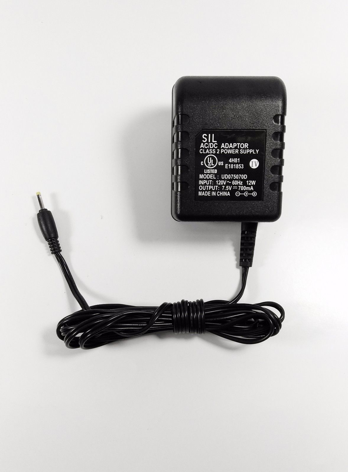 NEW 7.5V 700mA SIL UD075070D Class 2 Power Supply AC/DC Adapter