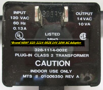 *Brand NEW* 328-1114-002E Class 2 Transformer 14V 10W AC Adapter