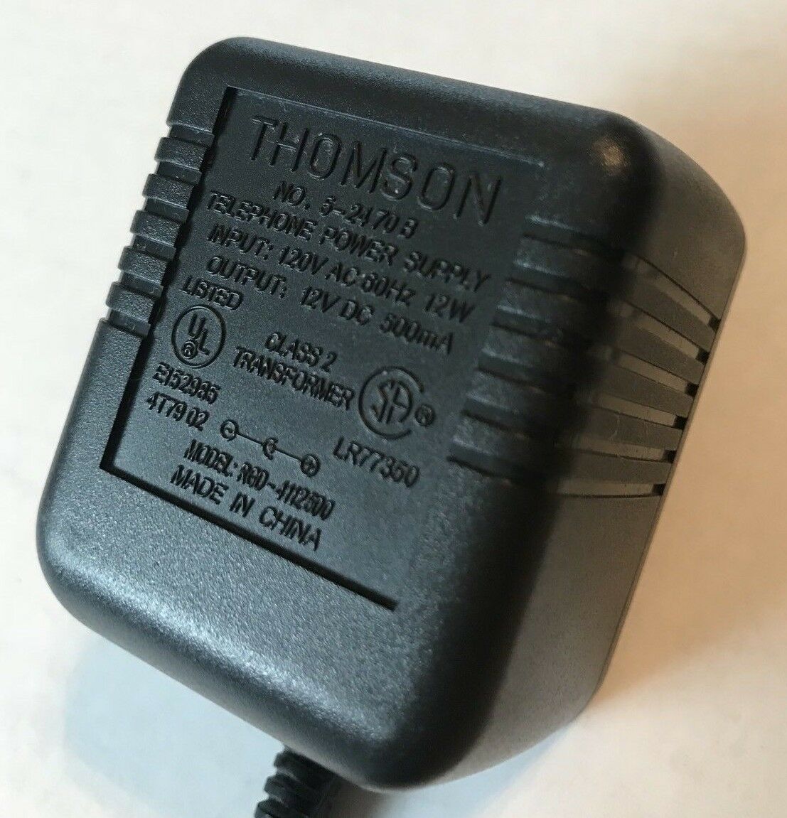 *Brand NEW*Thompson 5-2470B Class 2 Transformer 12V 500mA Ac Adapter
