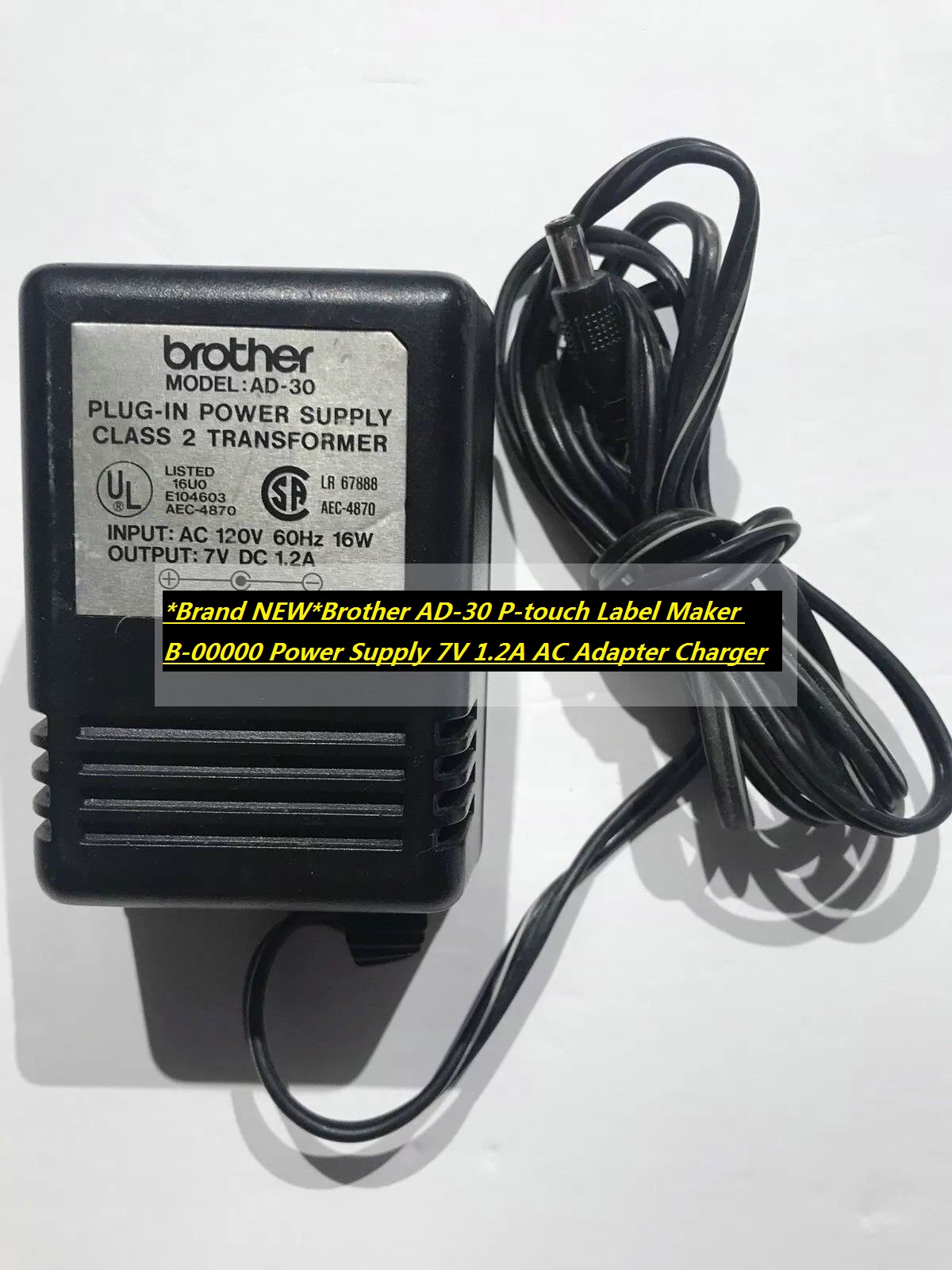 *Brand NEW*Brother AD-30 P-touch Label Maker B-00000 Power Supply 7V 1.2A AC Adapter Charger