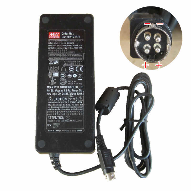 *Brand NEW*4pin 12V 8.5A MW GS120A12 102W AC DC ADAPTER POWER SUPPLY