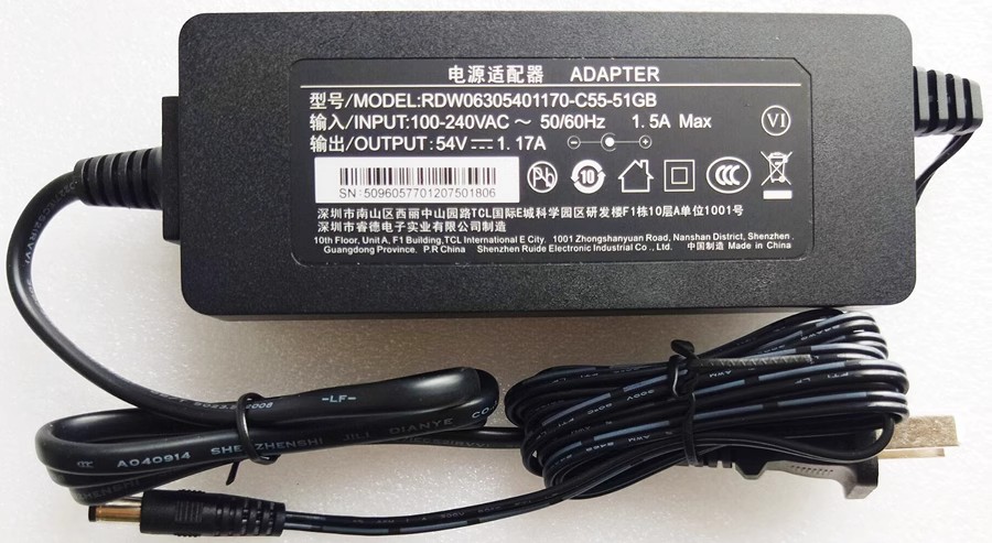 *Brand NEW*54V 1.17A AC ADAPTER H200 H3C MC102-G RDW06305401170-C55-51GB Power Supply