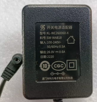 *Brand NEW*Original KLEC 26V 0.6A ADAPTER KL-WC260060-X SW-WA818 Power Supply