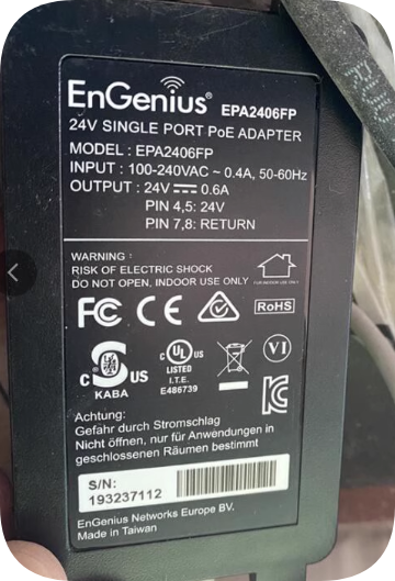 *Brand NEW*EnGenius POE EPA2406FP 24V 0.6A AC ADAPTER Power Supply