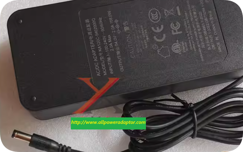 *Brand NEW*54V 2A 108W Power Adapter KA120C-5402000Q Round-Hole Charging Cable, PoE Power Supply DC Transforme
