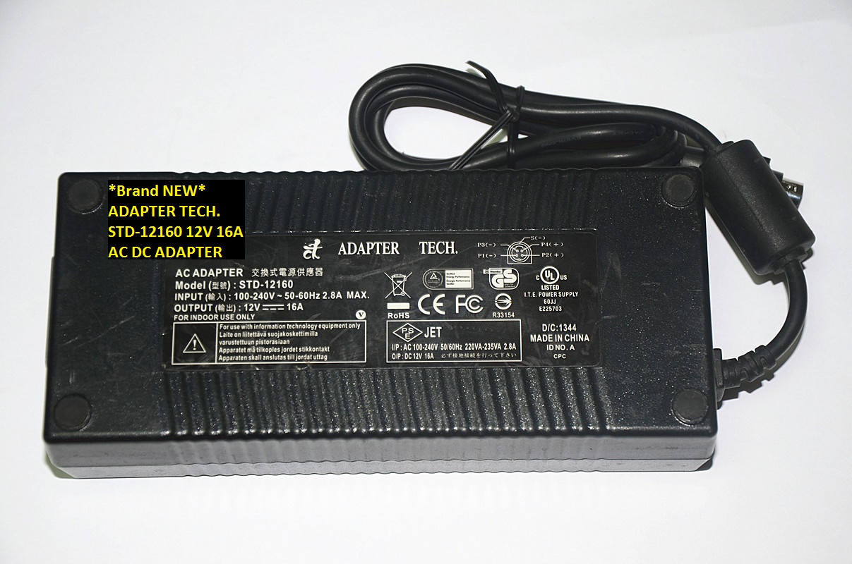 *Brand NEW* ADAPTER TECH. STD-12160 12V 16A AC DC ADAPTER POWER SUPPLY