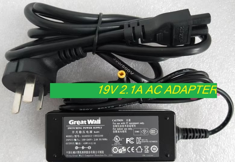 *Brand NEW*Great Wall 19V 2.1A AC ADAPTER Hanvon GA40SC2-1902100 Power Supply