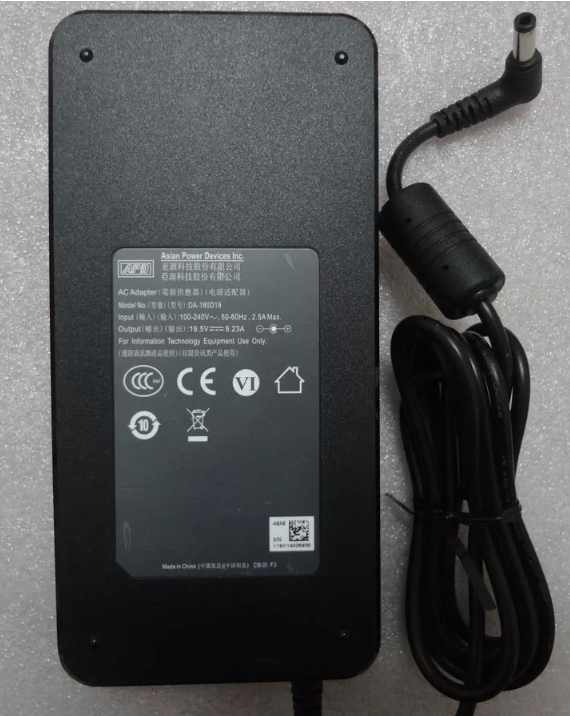 *Brand NEW*DA-180D19 APD Original 19.5V 9.23A 180W AC ADAPTER For Sager np8966(CLEVO p960rd) Slim Charger Powe