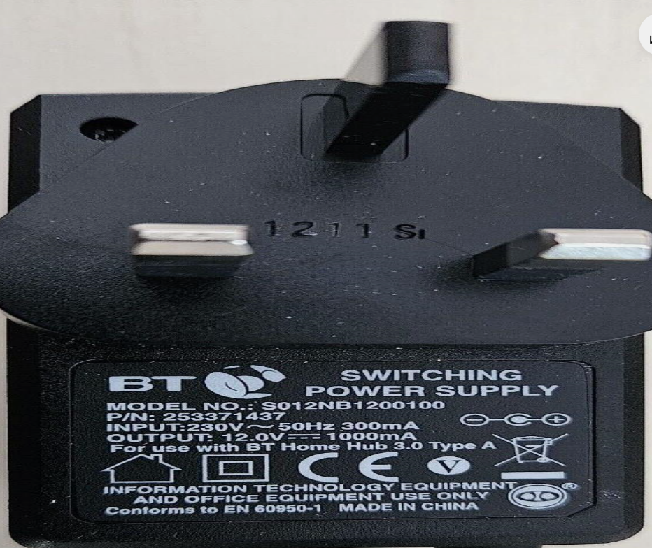 *Brand NEW*BT HOME Hub 3.0 A S012NB1200100 12V 1000mA power supply